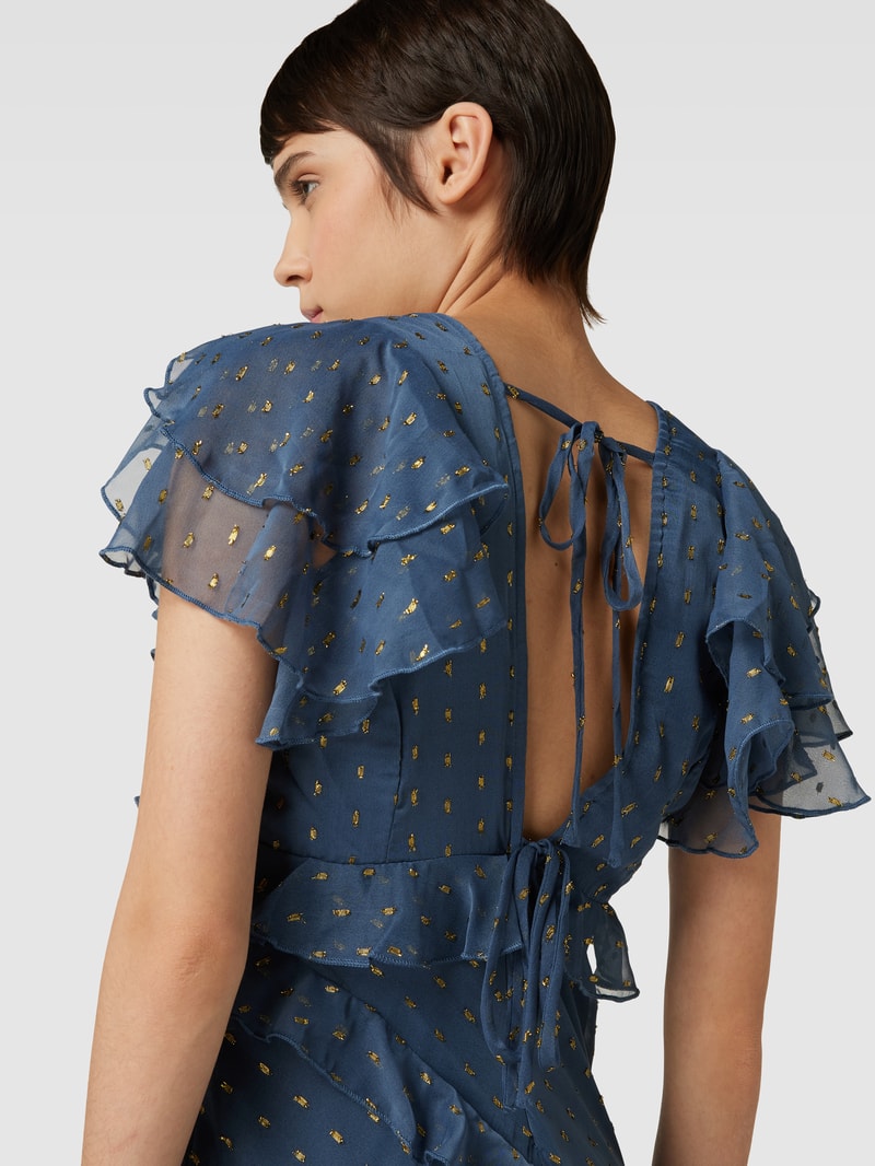 Maxikleid mit Volants und Schnürung in graphit