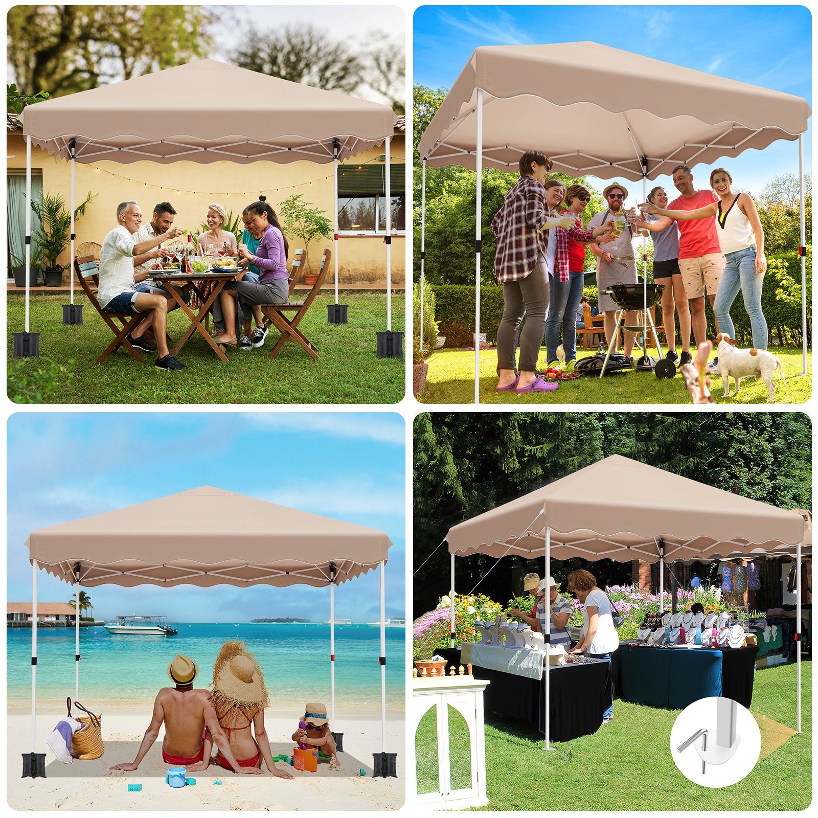 TLGREEN Faltpavillon Pavillon One Push Faltpavillon 3x3 Wasserdicht,UV Schutz 50+, One Push Installieren