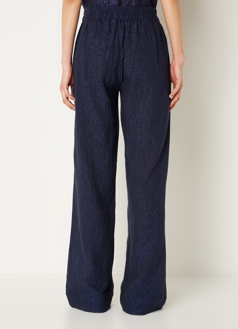 Pantaloni Amie cu talie medie și croială largă, cu garnitură din lurex.
