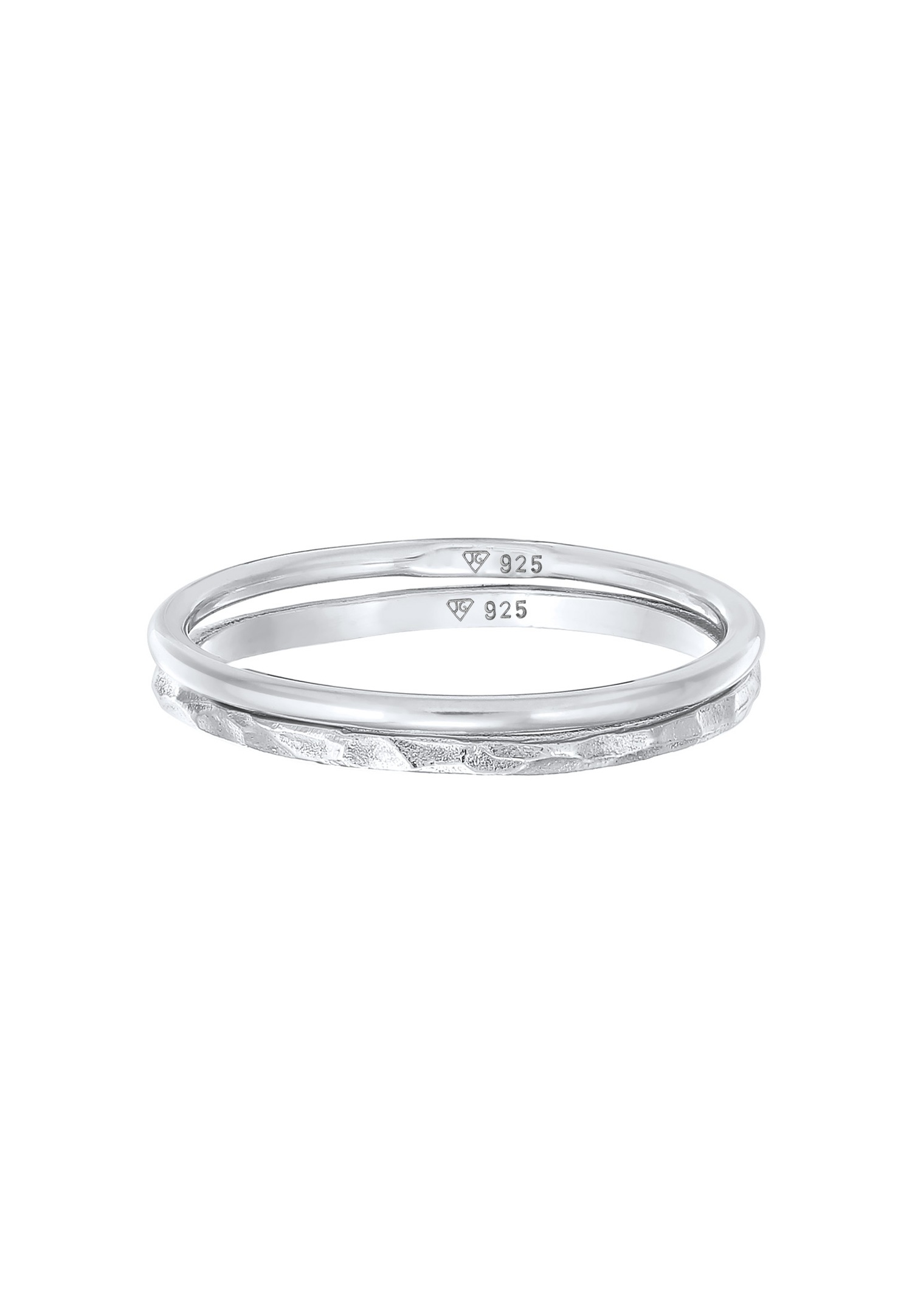 Elli Femmes Bande Set de 2 Pile en argent 925 sterling