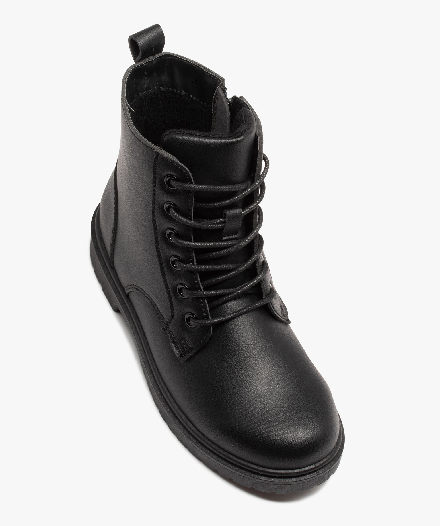 Boots à lacets et semelle crantée fille noir | GEMO