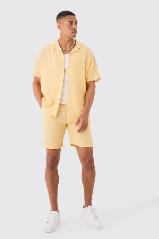 Oversize Hemd & Shorts in Leinenoptik