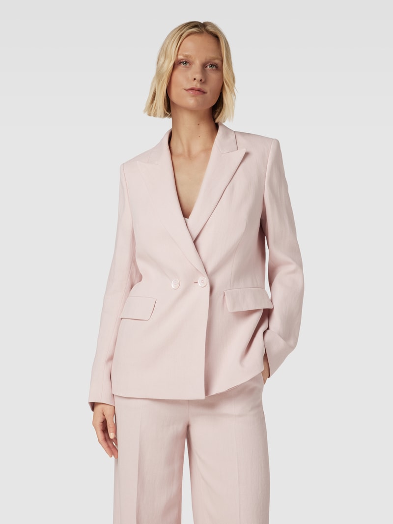 Blazer aus reinem Leinen mit Reverskragen in rosé