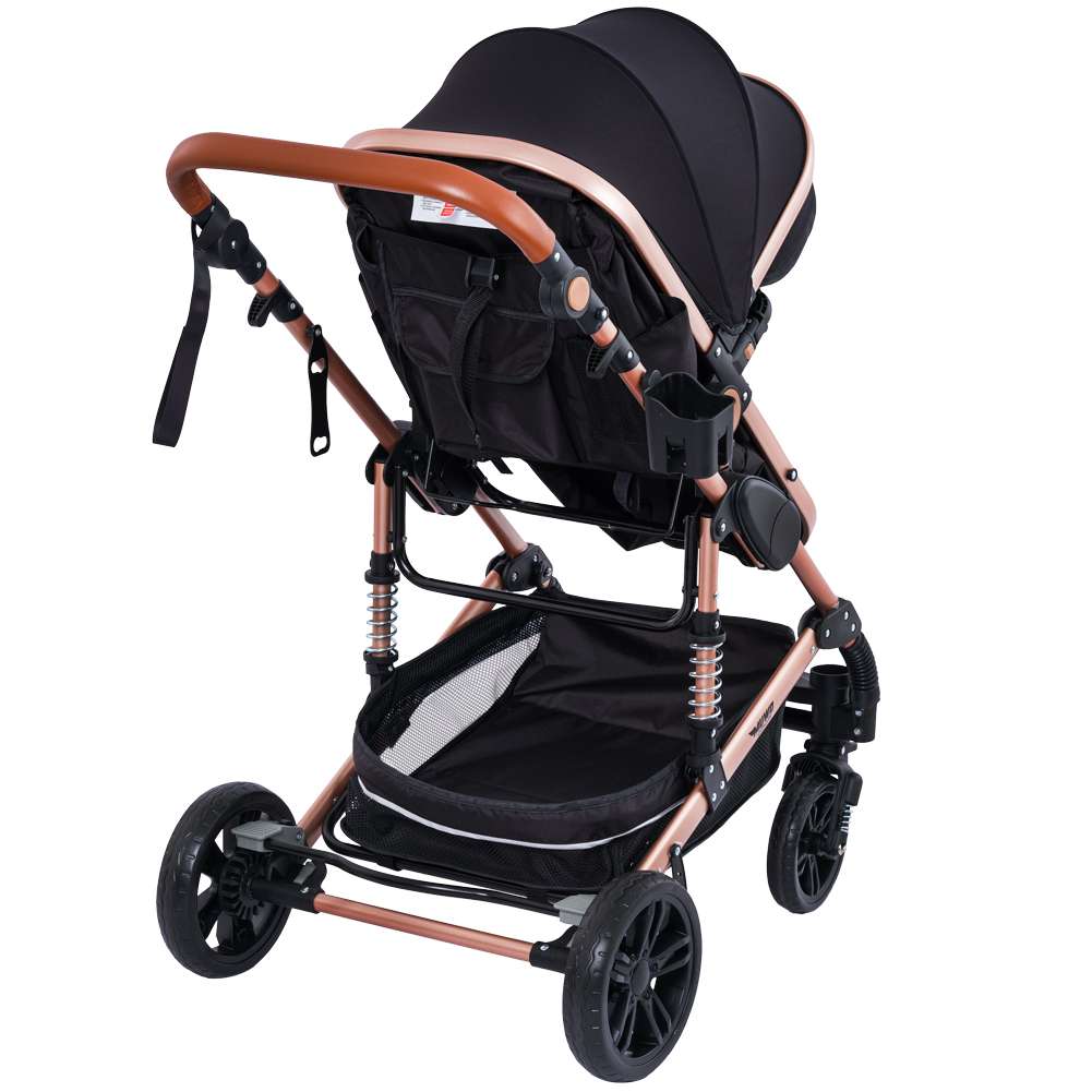 MUWO 3 in 1 Kombi-Kinderwagen Komplettset schwarz