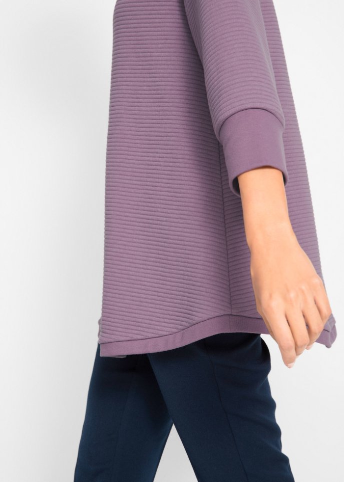 Langes Sweatshirt Tunika mit Struktur in A-Line, 3/4 Arm