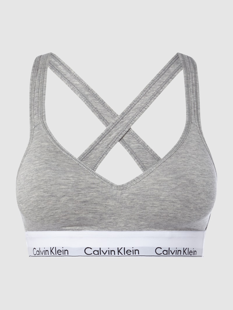 Bralette mit Logo-Bund in hellgrau meliert