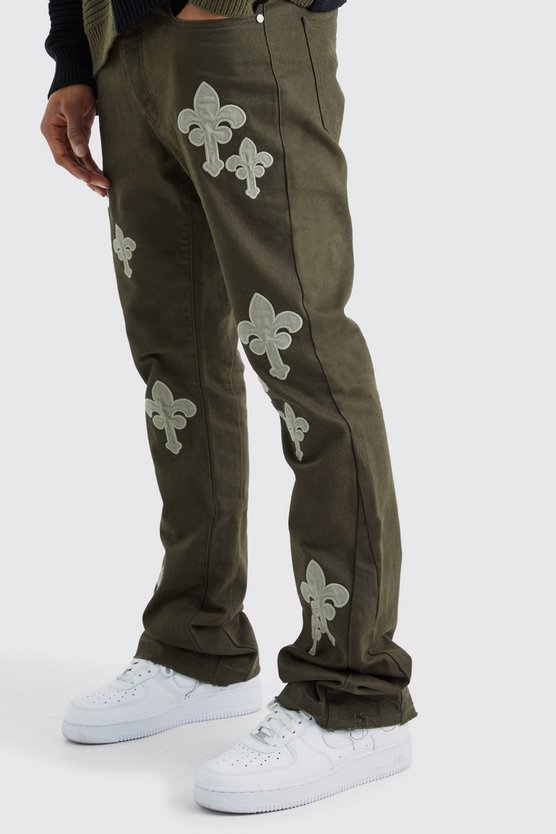 Slim-Fit Schlaghose mit Applikation