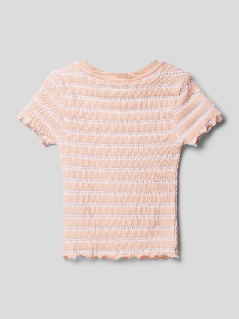 T-Shirt mit Streifenmuster Modell 'MARGIN' in apricot
