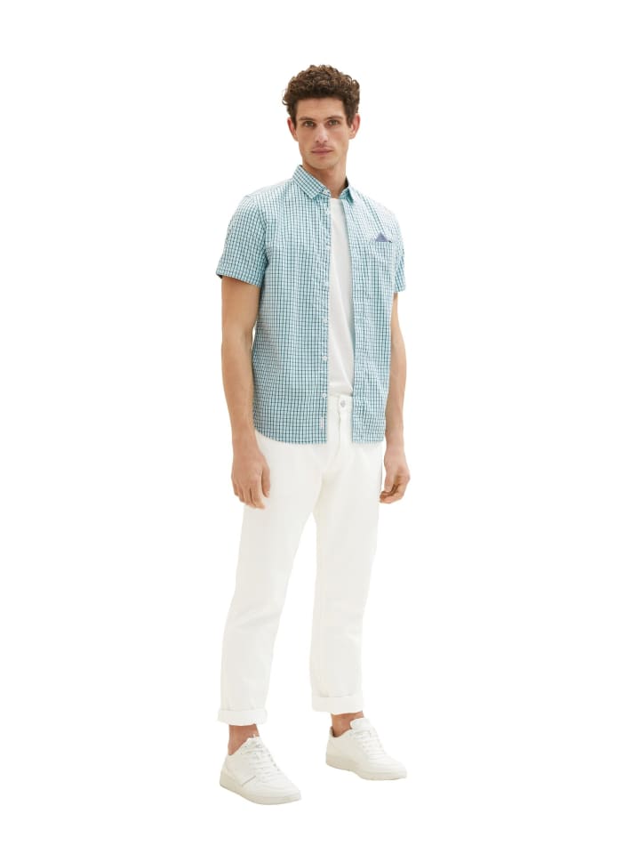 Tom Tailor Hemd in turquoise navy check günstig kaufen XL