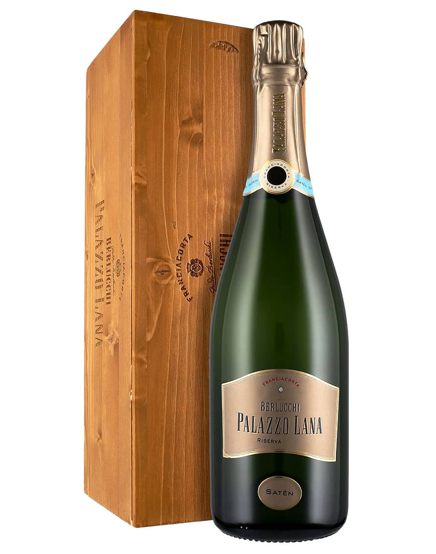 Franciacorta Riserva DOCG Millesimato Palazzo Lana Brut Satèn 2008 Berlucchi 0,75 ℓ, Caisse bois
