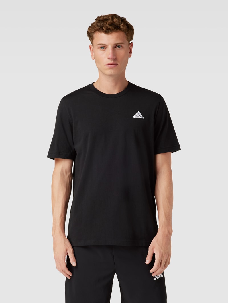 T-Shirt mit Label-Stitching in schwarz