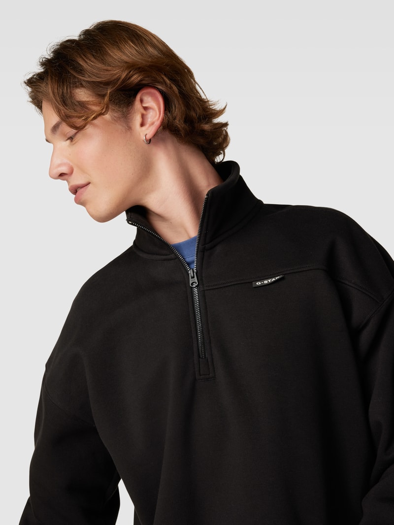 Sweatshirt mit Troyer-Kragen Modell 'Skipper loose' in schwarz