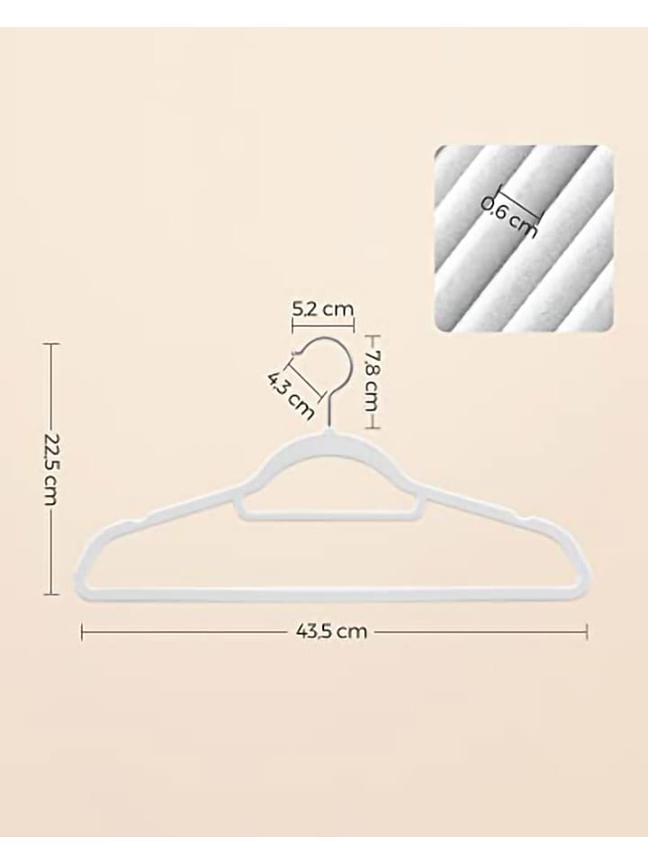 Songmics 50er-Set: Kleiderbügel in Weiß/ Silber - (B)43,5 x (H)22,5 cm günstig kaufen onesize