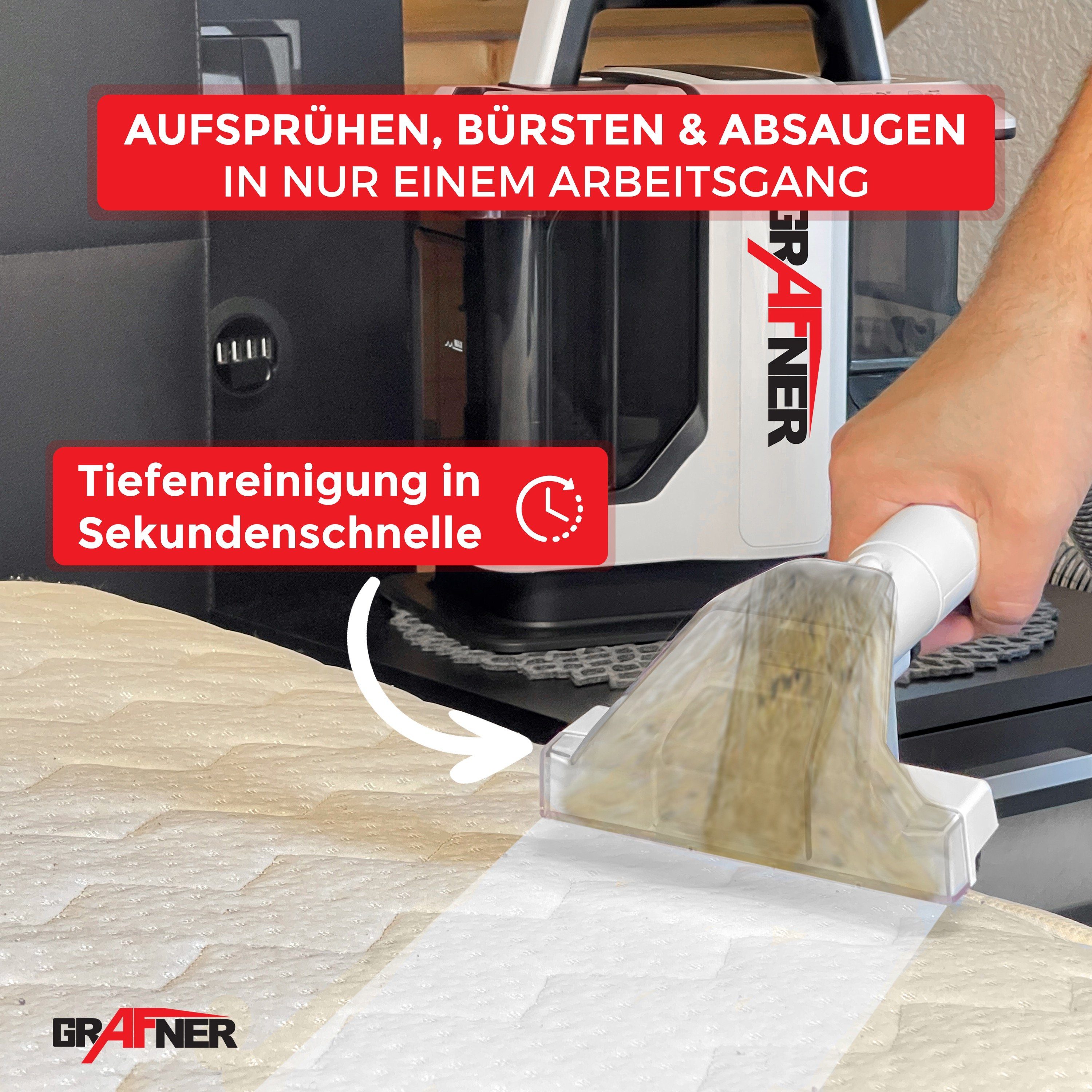 Grafner Staub-Wasch-Sauger Grafner mobiler Waschsauger Polsterreiniger Teppichreiniger 450 W, 450,00 W, beutellos, ohne Akku