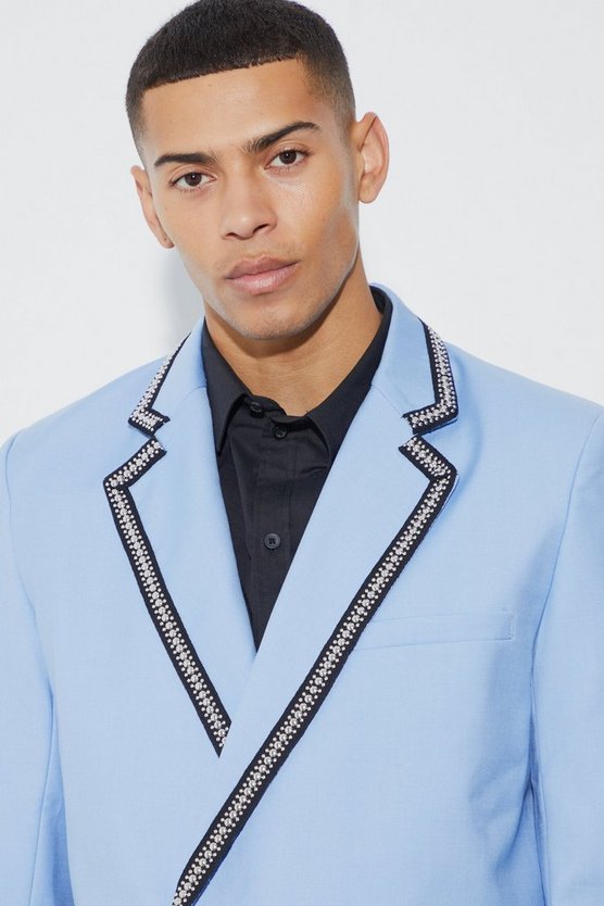 Zweireihiger lockerer Blazer mit Nieten