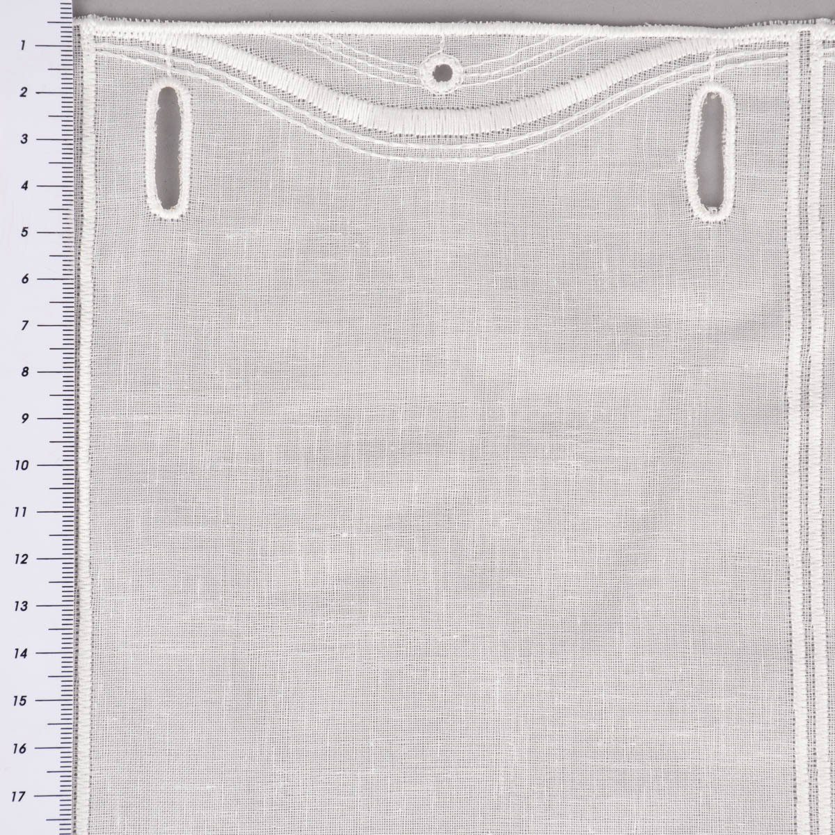 Meterware Scheibengardine nähfrei Stickerei Leinenlook ecru 45cm, SCHÖNER LEBEN., leicht perforiert, Stickerei/Stickstoff, bestickt, pflegeleicht