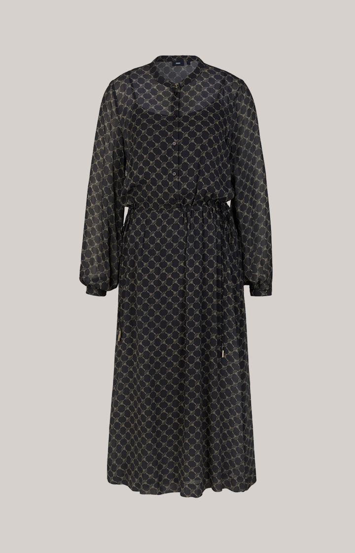 Viskose-Maxi-Kleid in Schwarz/Grau gemustert