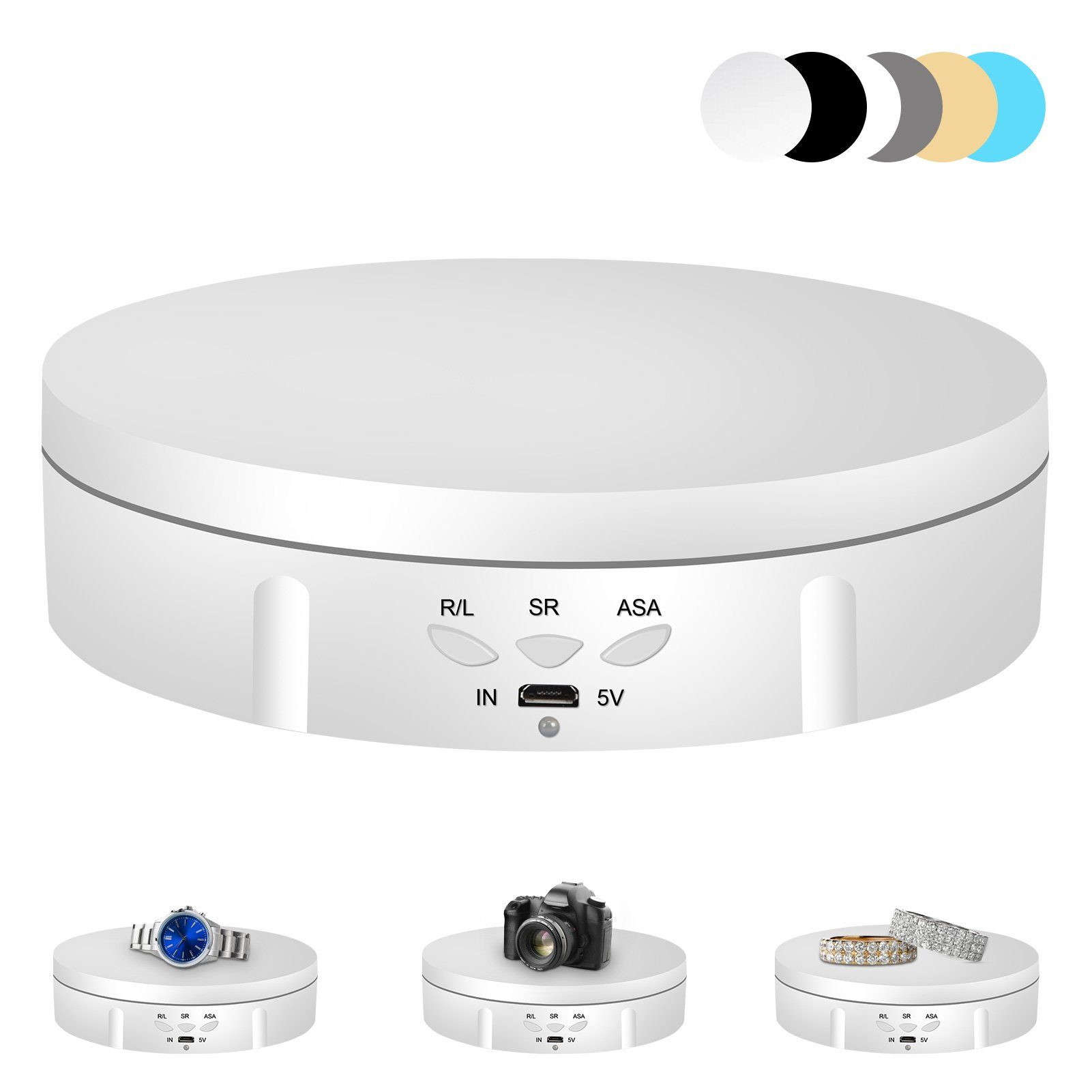 Rutaqian Drehteller 360 Grad Elektrischer Drehteller Für Präsentation von Schmuck, Uhren