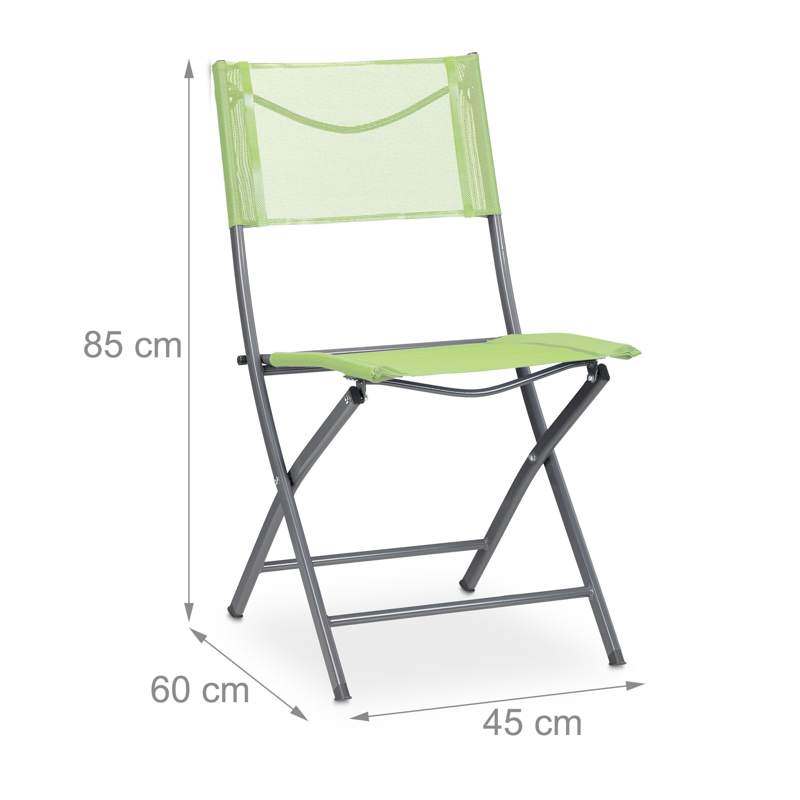 relaxdays Klappstuhl Klappbarer Gartenstuhl 2er Set grün