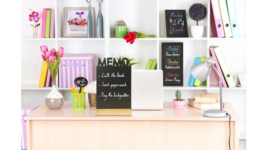 Securit Tisch-Kreidetafel MEMO mit Holzfuß inklusive Kreidemarker