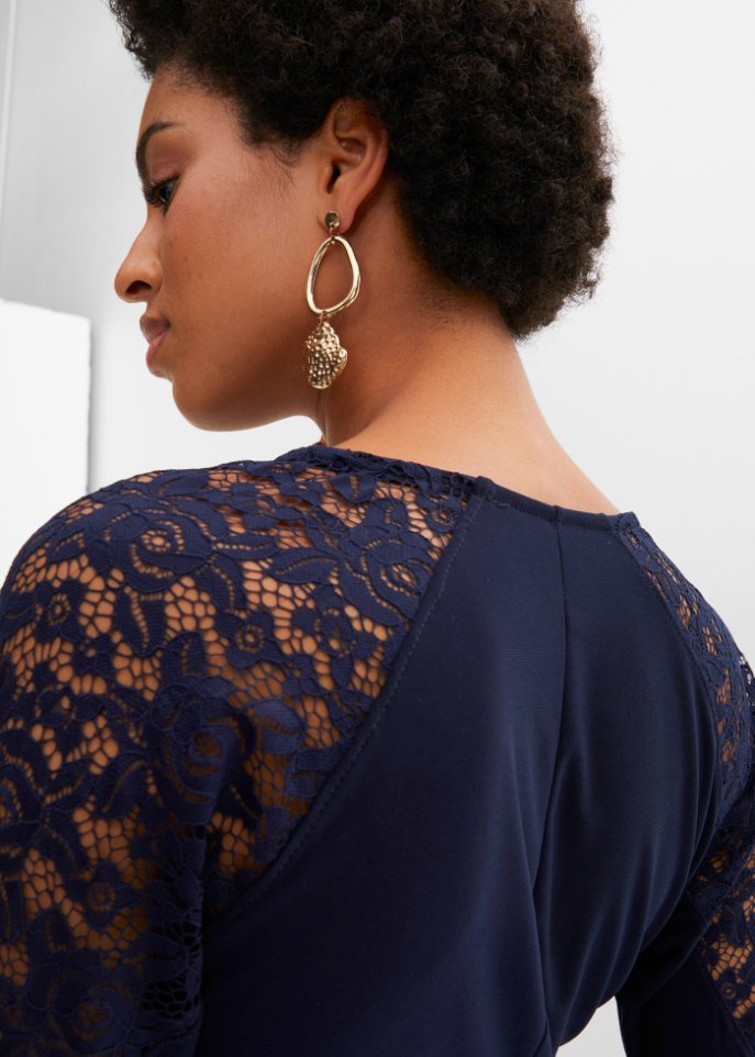 Jerseykleid mit Spitze