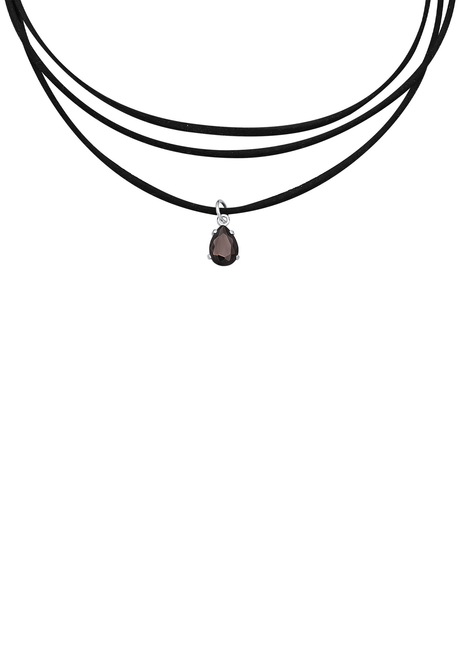 Elli női choker medál műbőrből és cirkóniából 925 sterling ezüstből