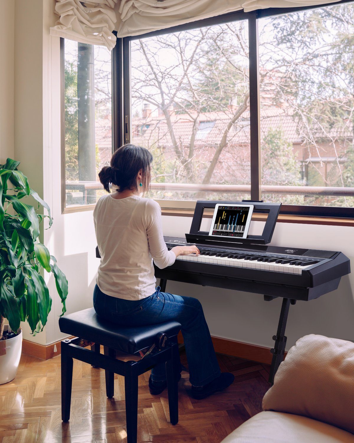 Eastar Keyboard E-Piano 88 Schlüssel in voller Größe Home Digital Piano EP-120, (Sustain-Pedal, Gebrauchsanweisung, Plastik), ideal fur Piano-Einsteiger,gewichtete Tasten,Ständer