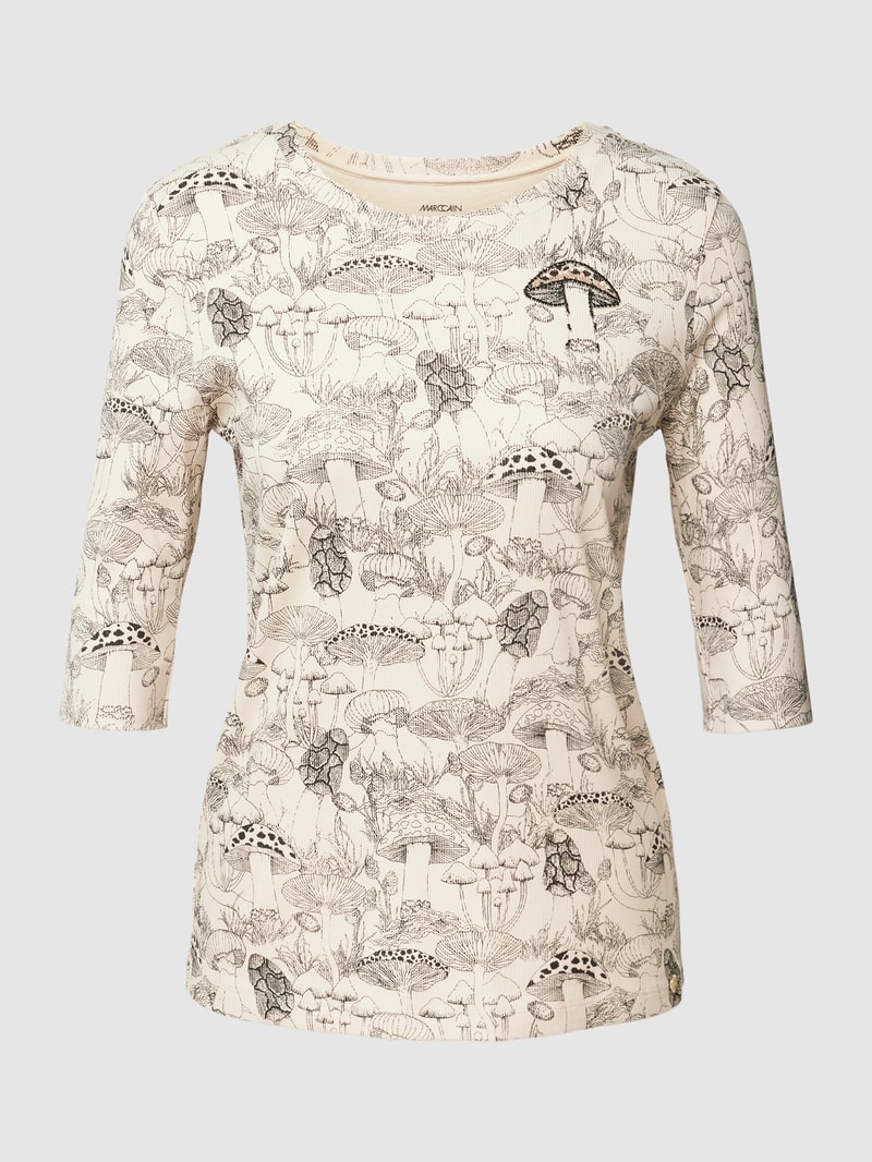 T-Shirt mit Allover-Print in offwhite