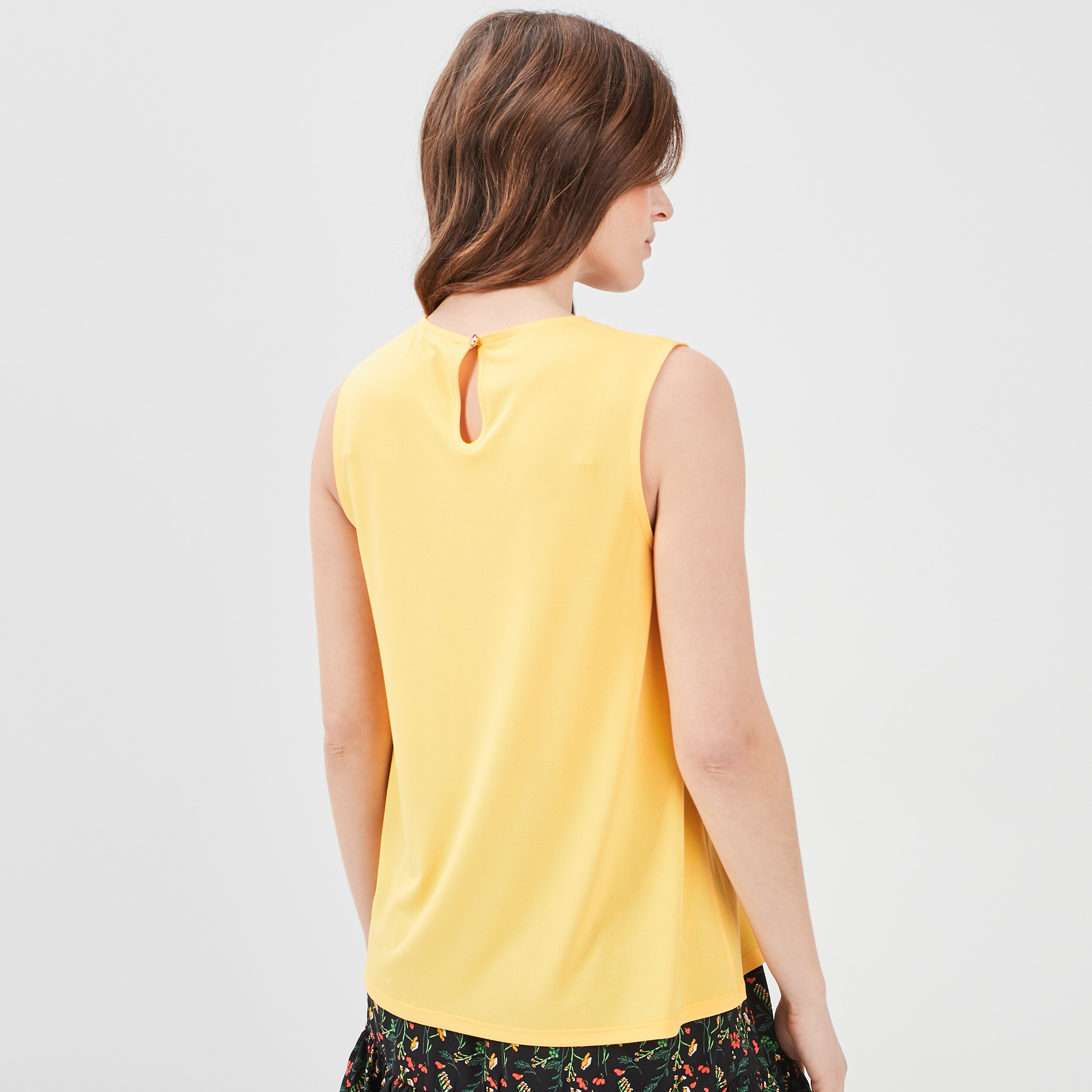 Débardeur à plis effet crêpe jaune femme | La Halle