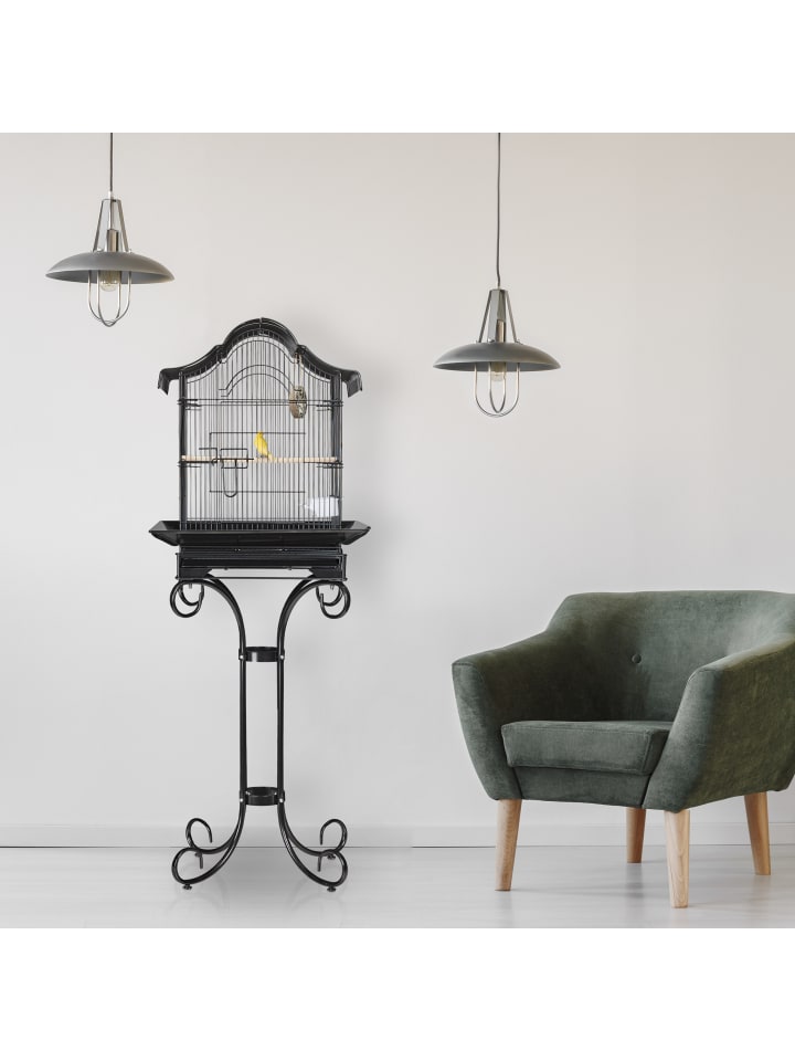 relaxdays Vogelkäfig in Schwarz - (B)55 x (H)146,5 x (T)50 cm günstig kaufen onesize