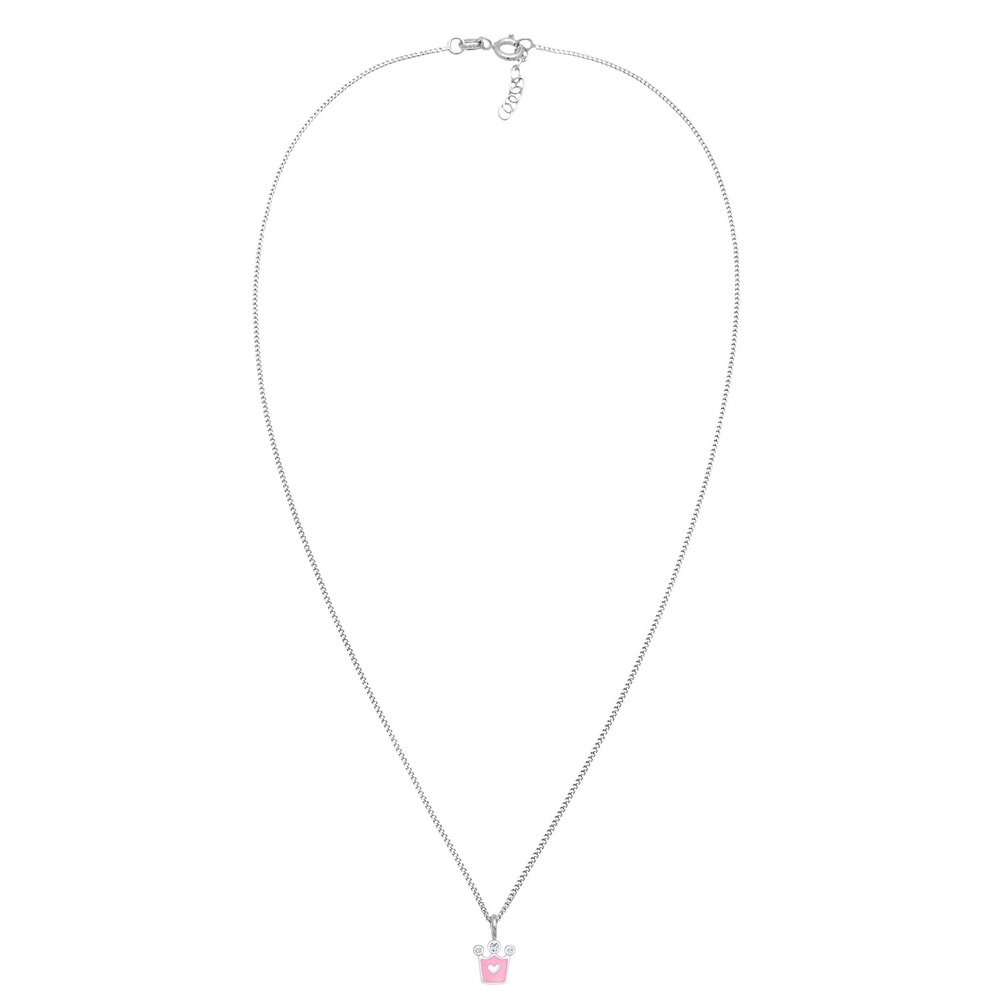 Elli Elli Collier Femme  Couronne Coeur de Cristal - (925/1000) Argent collier