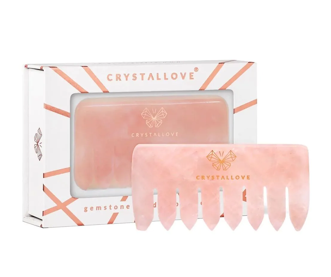 Χτένα μασάζ Crystallove Rose Quartz