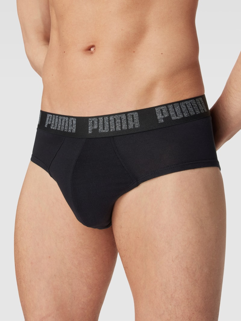 Slip mit elastischem Logo-Bund im 4er-Pack in schwarz