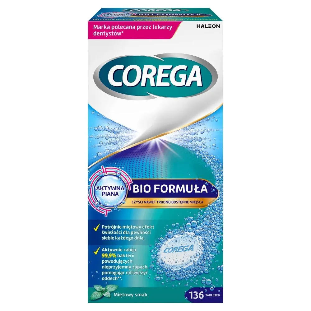 Corega Tabs Bio Formula Δισκία Καθαρισμού Οδοντοστοιχιών με Γεύση Μέντας