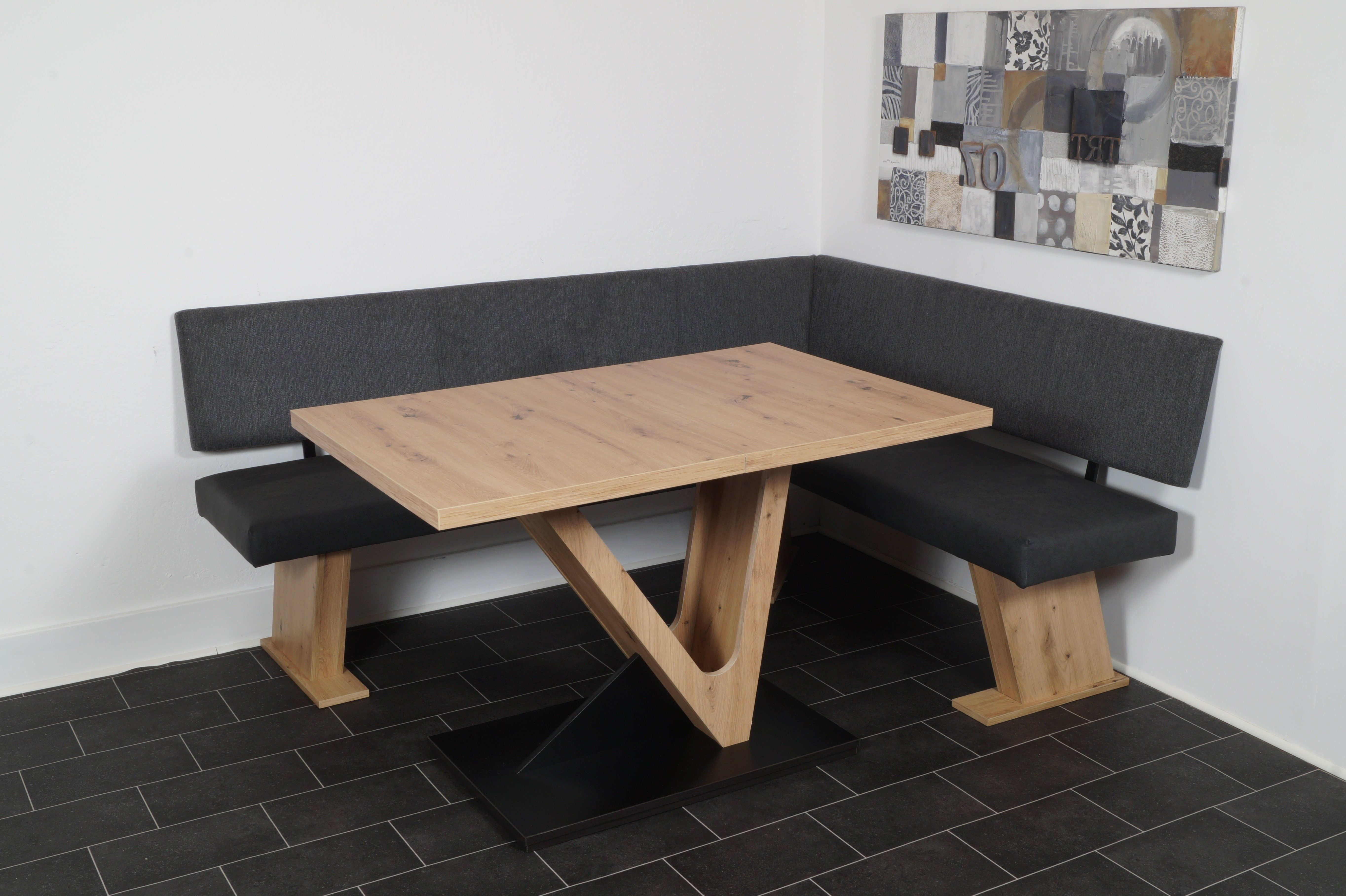 Stolebaenk Eckbankgruppe Venezia MAVE Links Artisan 190, (Eckbank Set, 1xEckbank, 1xTisch, 2x Stuhl), Tisch mit Synchronauszug