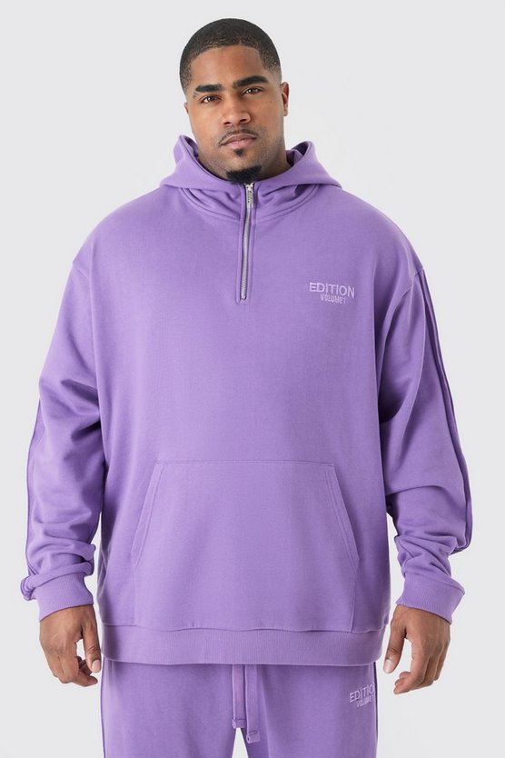 Plus Oversize Hoodie mit 1/4 Reißverschluss