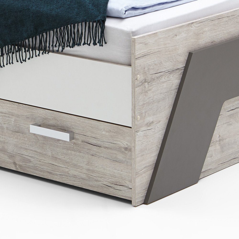 Lomadox Jugendzimmer-Set LEEDS-10, (Sparset, 3-tlg), Sandeiche Nb. mit weiß Lava und Denim Blau