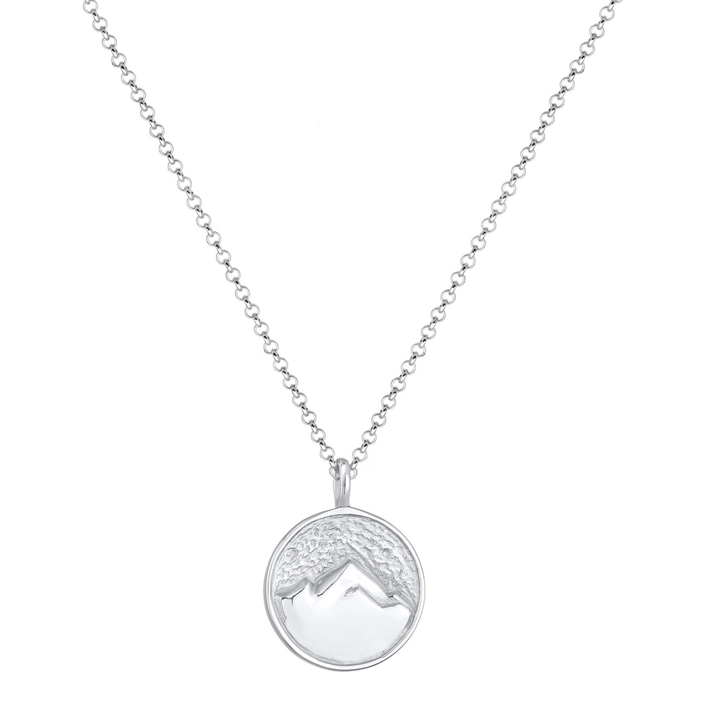 Elli Elli Collier Pendentif Femmes Montagne Alps Pièce de monnaie Travel en argent ste Bijoux