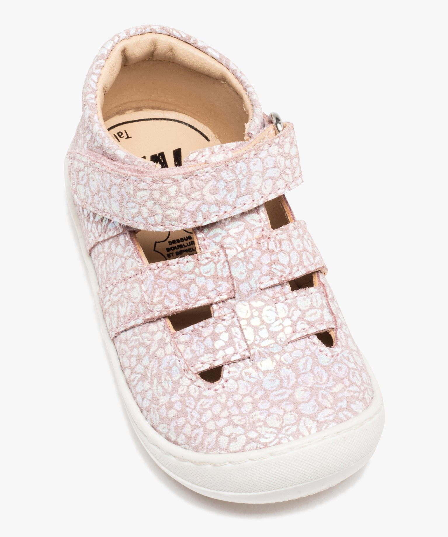 Sandales premiers pas bébé fille dessus cuir imprimé – NA! rose | GEMO