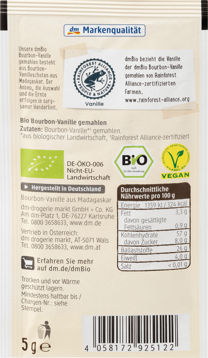Bourbon-Vanille gemahlen, 5 g