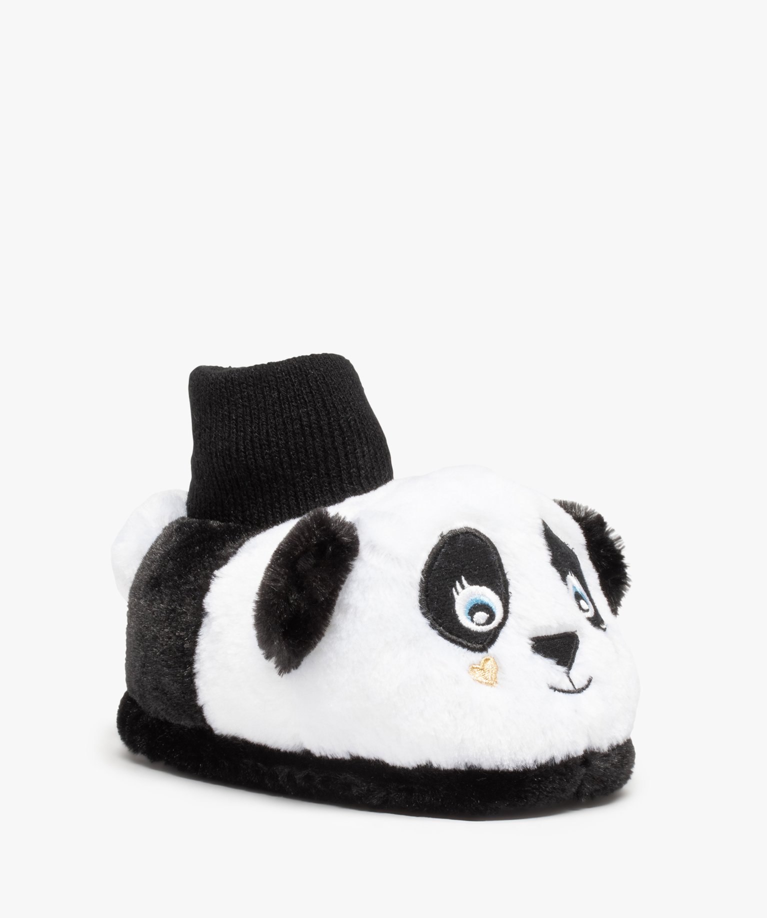 Chaussons fille 3D panda avec col chaussette blanc | GEMO
