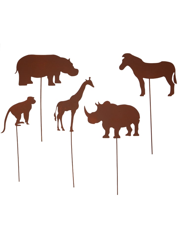 UNUS Gartenstecker 5er Set Tiere in Afrika Rostoptik in Rost günstig kaufen Anzahl: 5 Stück