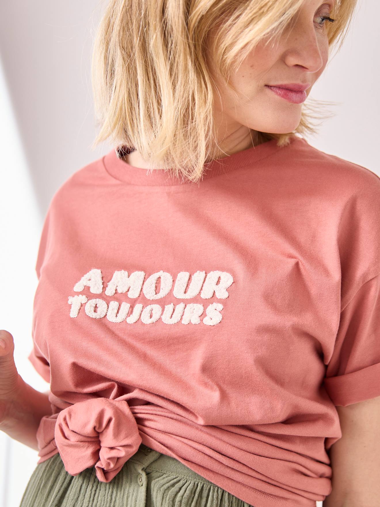 Vertbaudet Umstands-T-Shirt mit Schriftzug Bio-Baumwolle - mintgrün