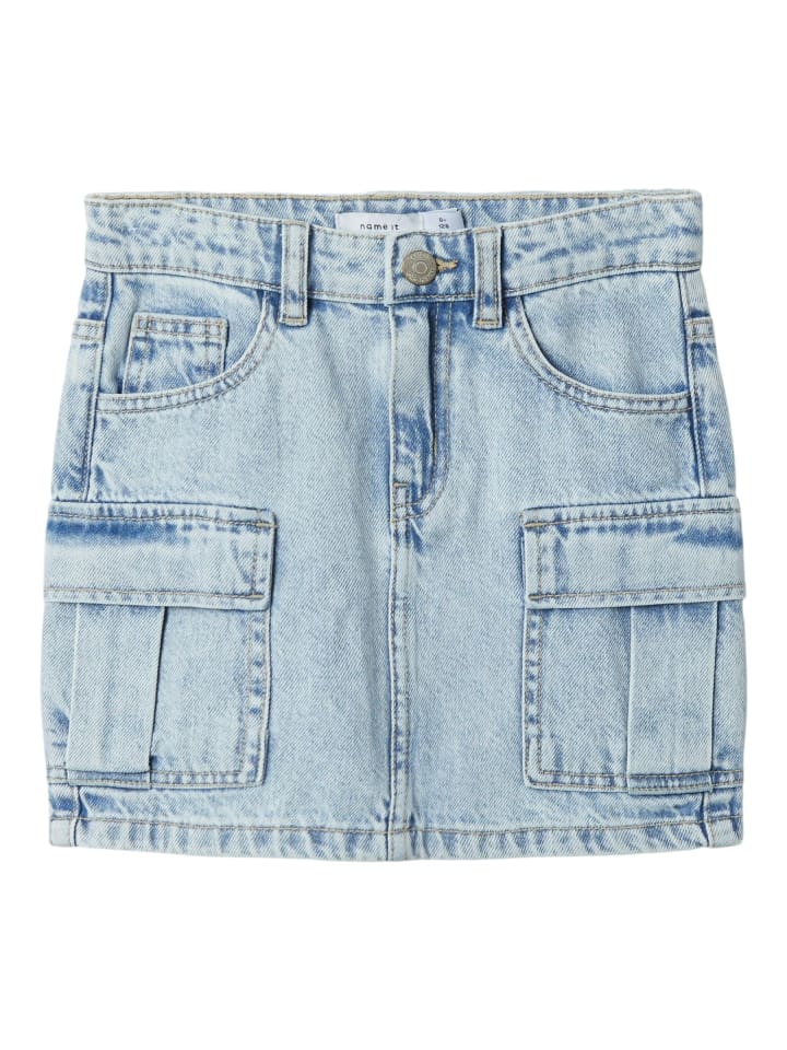 name it Denim Jeansrock mit großen Cargo Taschen in Blau günstig kaufen