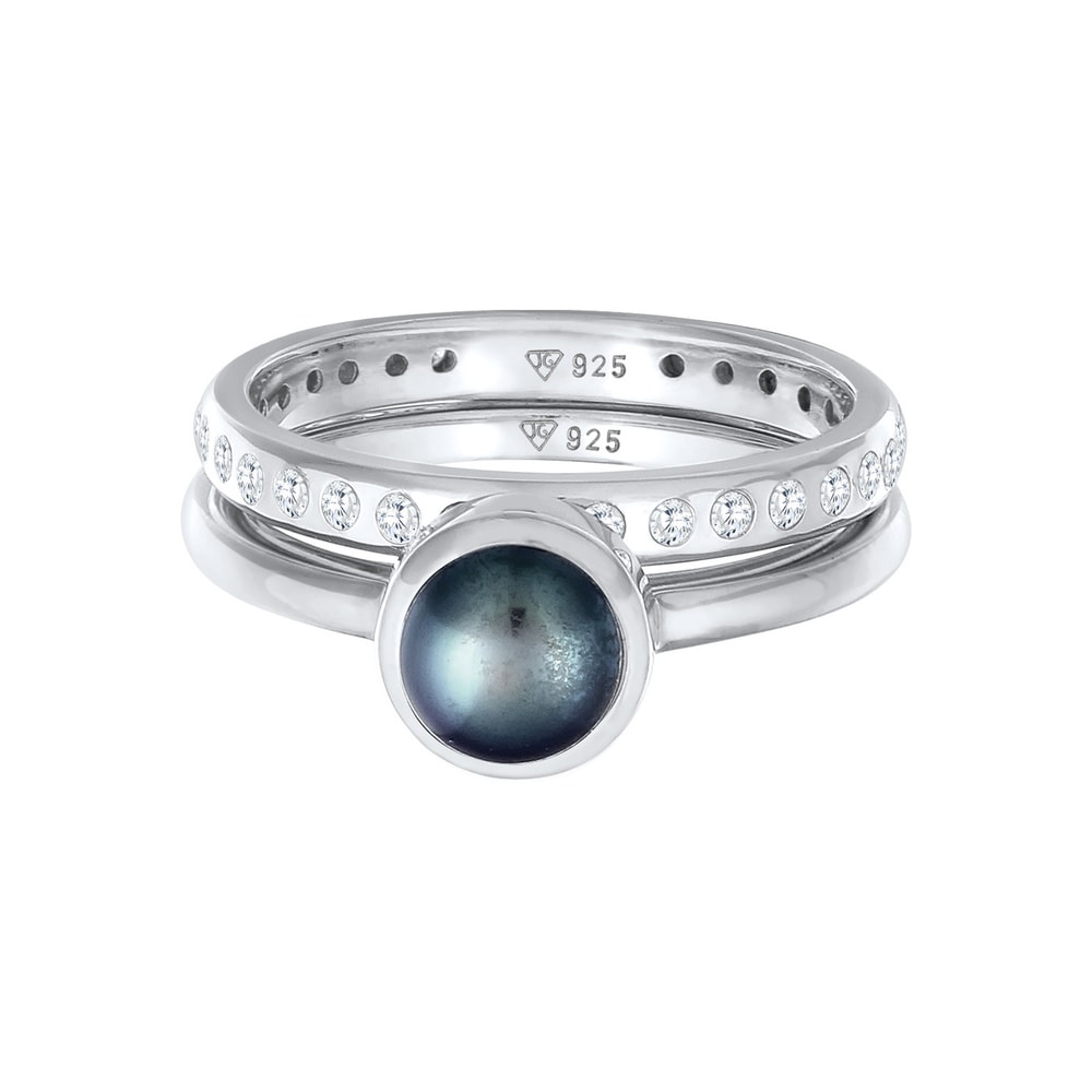 Nenalina Nenalina Bague Femmes perle Eternity Lot de 2 avec perle d'eau douce en argent st Bague