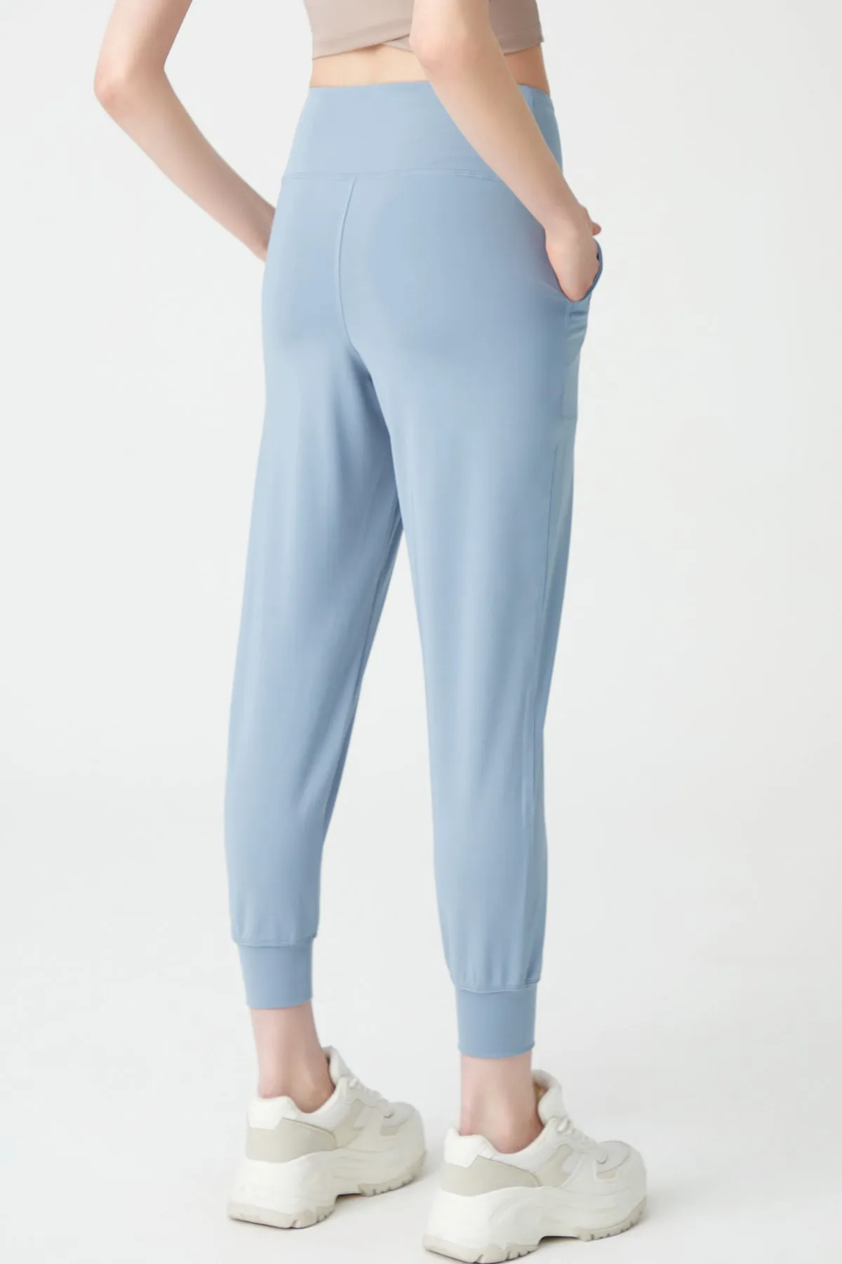 LOS OJOS  Damen-Jogginghose mit hoher Taille in Blau und Grau