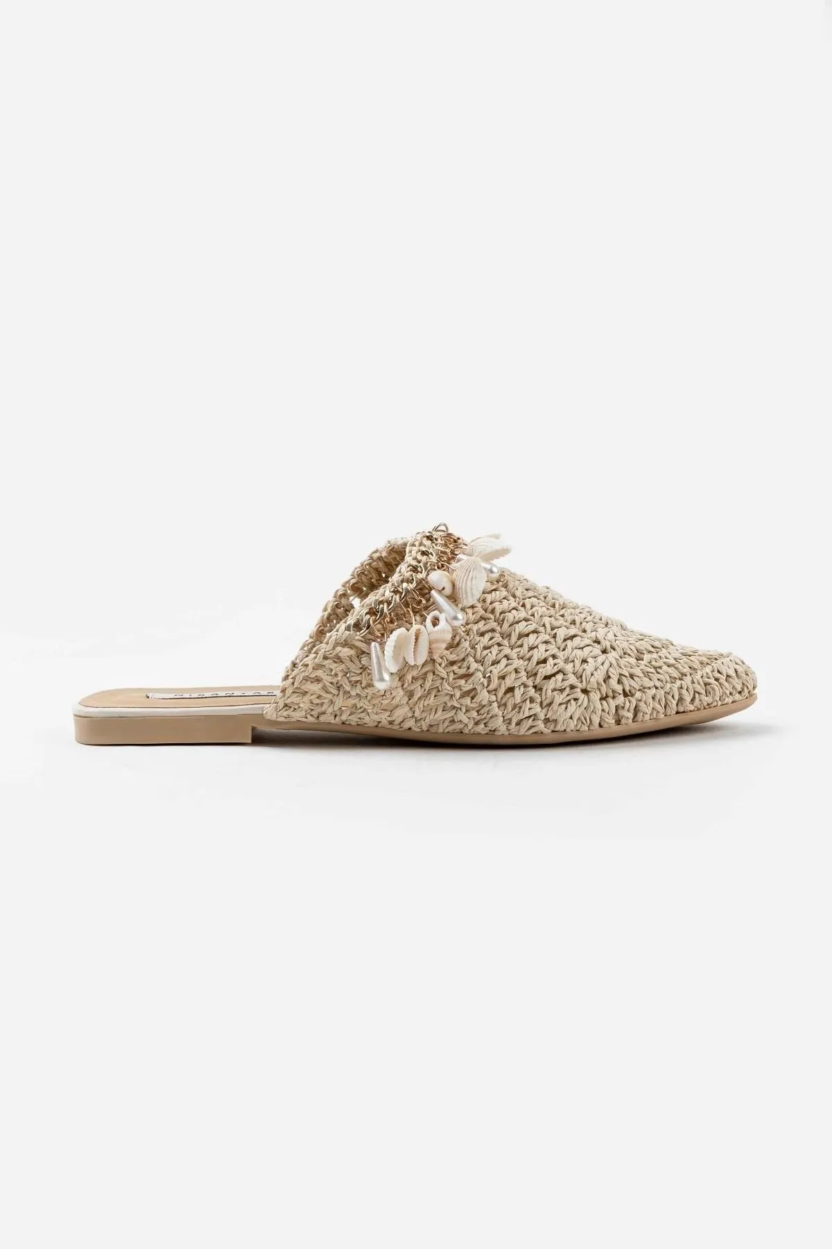 NİŞANTAŞI SHOES  Lisa Beige Gestrickte Damenhausschuhe mit Muscheldetails