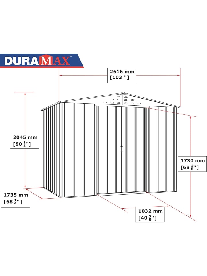 VCM  Metall Gerätehaus 262x174 Gartenhaus Schiebetür in Braun günstig kaufen onesize