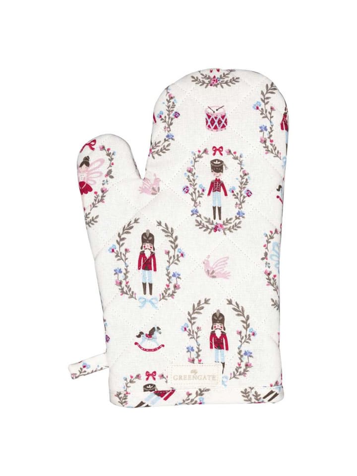 Greengate Ofenhandschuh CINDARELLA Weiß mit Weihnachtsmotiven günstig kaufen onesize