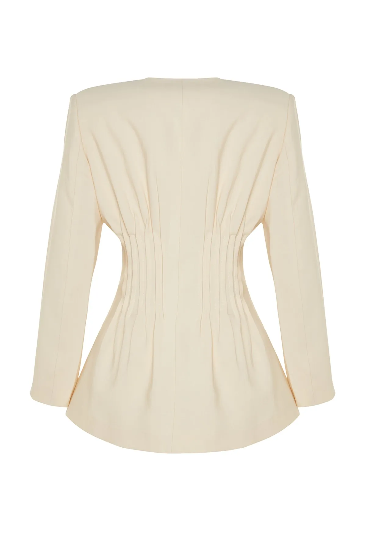 Trendyol Modest  X Kevser Sarıoğlu Beige gerippte, detaillierte Webjacke TCLSS23CK00002